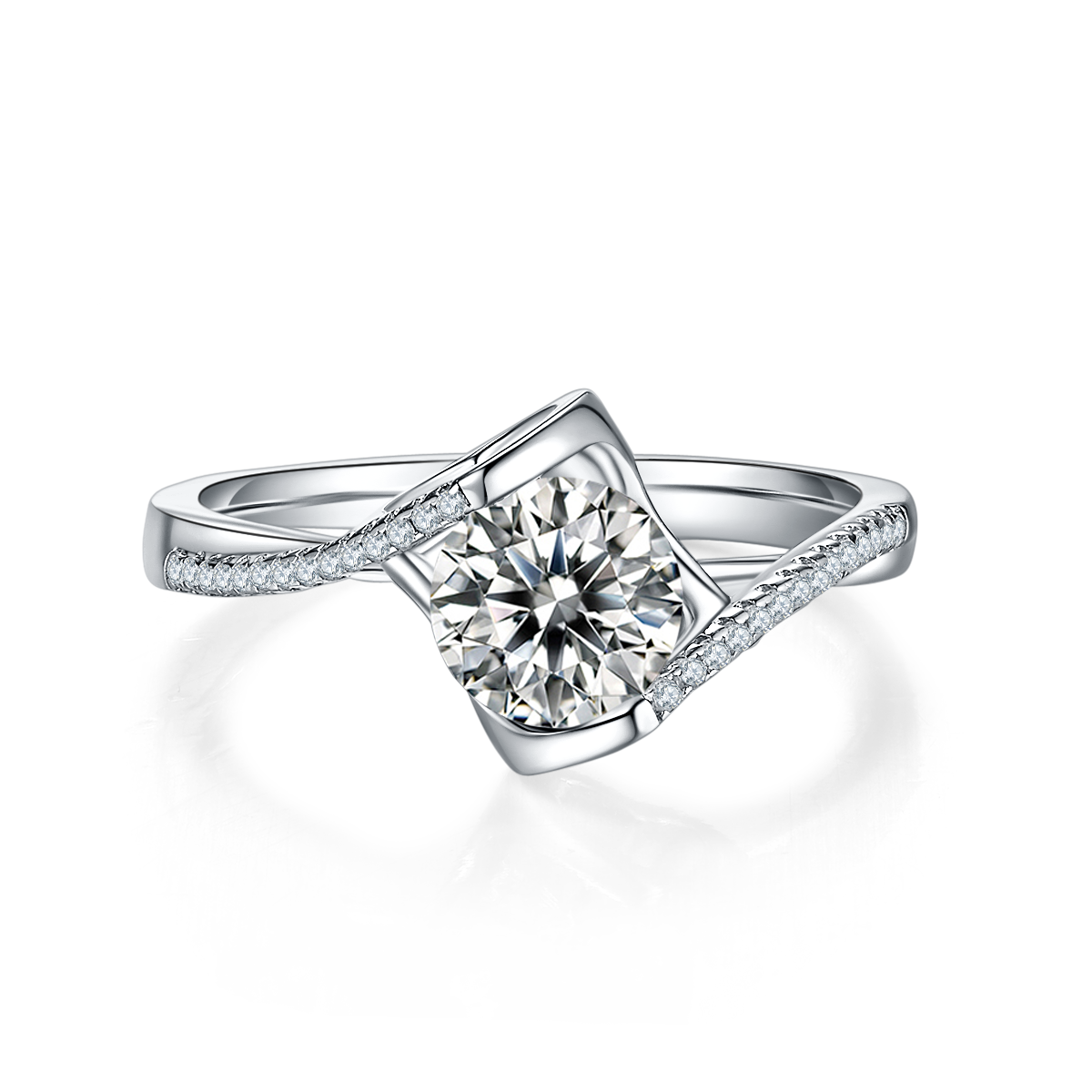 S925 Argent Sterling 1ct Moissanite bague de fiançailles