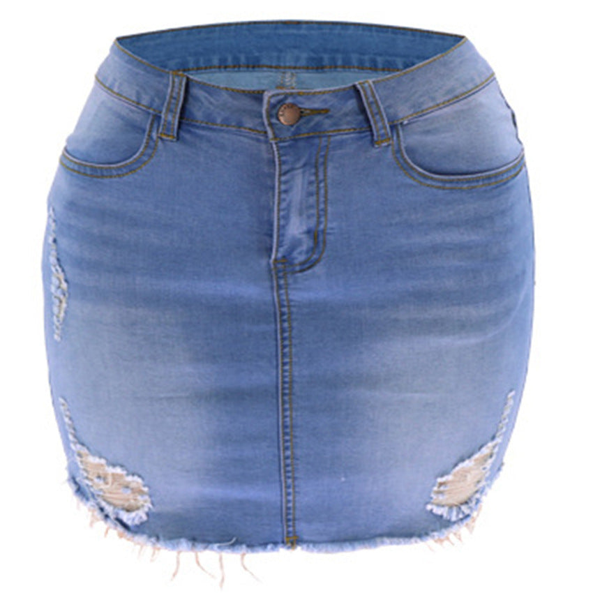 Femmes Ripped Low-rise Body-hugging Loose-fitting Large-leg Jupe