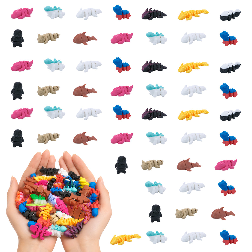 50 Pack Mini animaux mixtes imprimés 3D