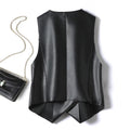 Cuir Coat Western Style Double Breasted Vest Short Slim Fit Slimming