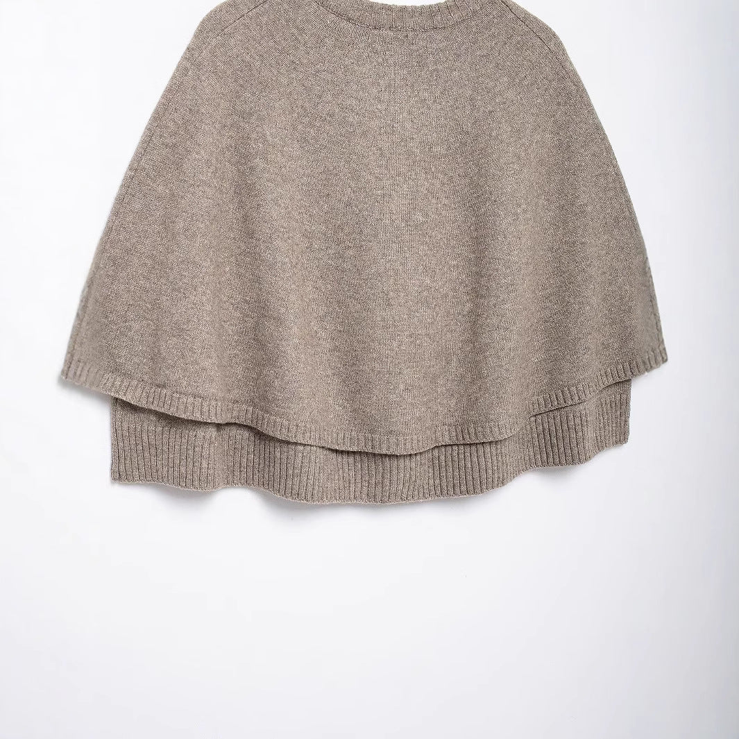 Femme Mode Versatile Cape-style Col rond Châle tricoté Veste courte