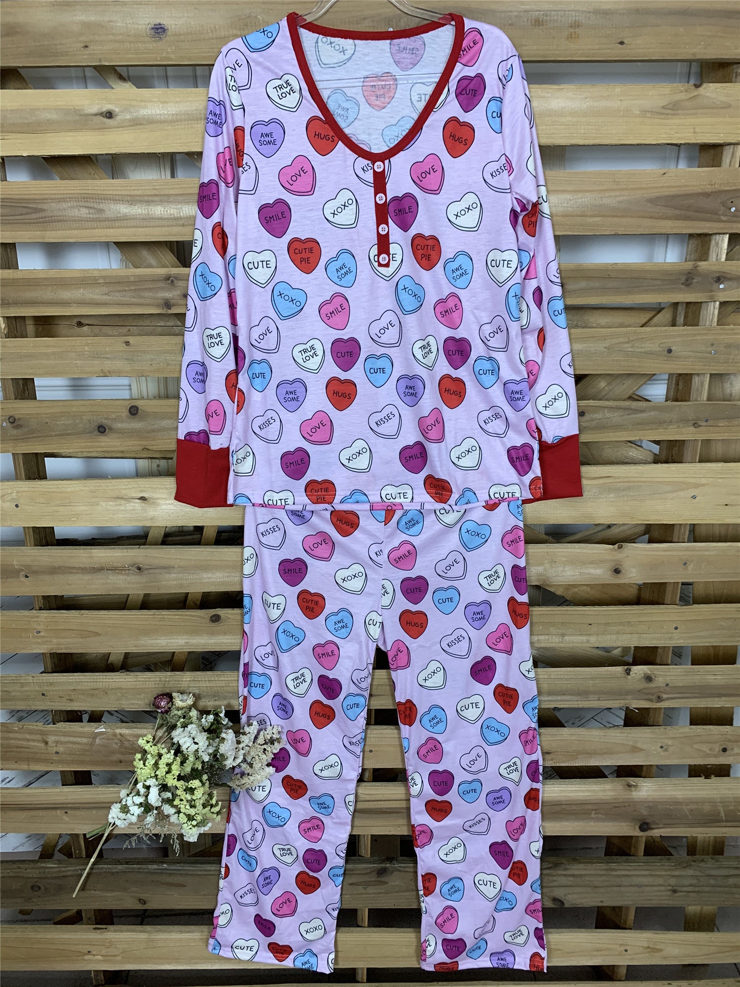 Valentine Day Love Print Casual Home Pajamas Parent Child Set