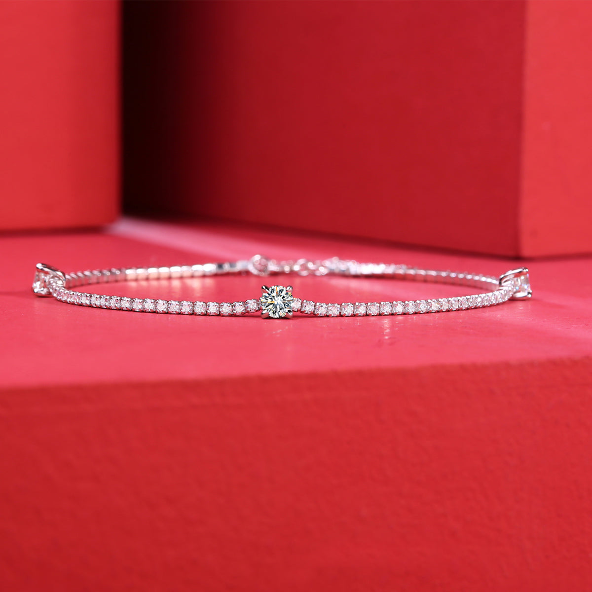 S925 Argent 6g Platinum plaqué Moissanite Bracelet