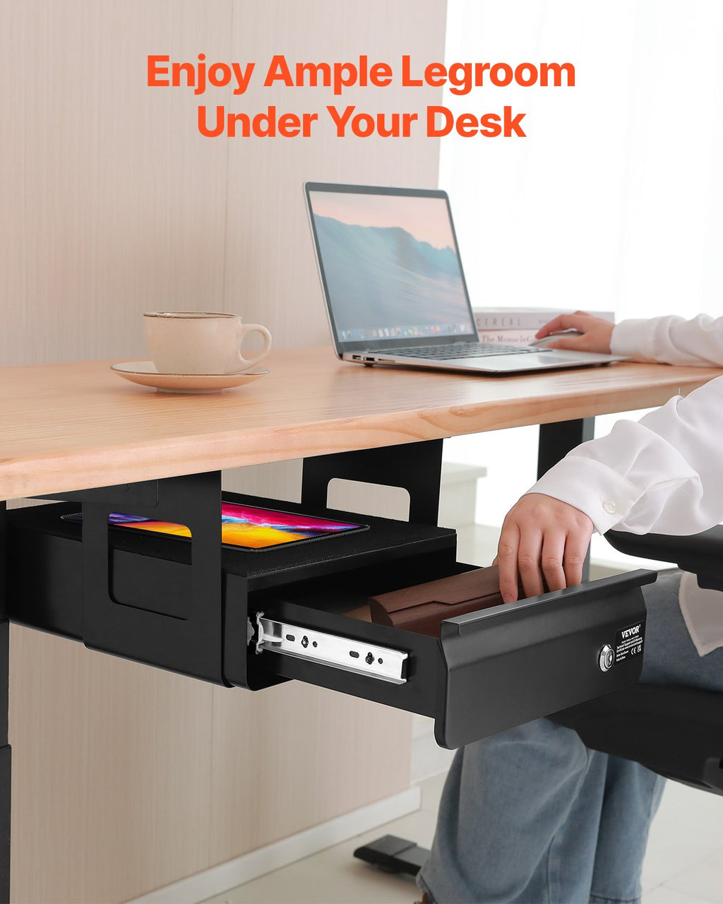 VEVOR 13" Grand tiroir sous bureau coulissant