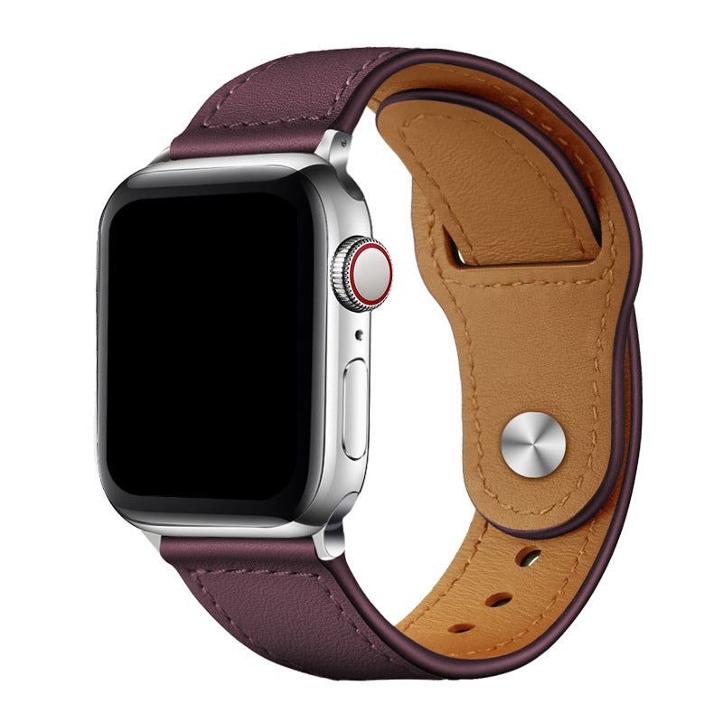 Bracelet de montre en cuir de vache de couleur pure