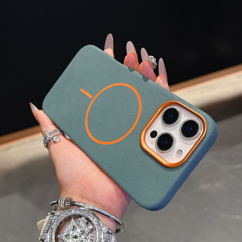 Éléphant Motif en cuir Cercle fin Aspiration magnétique Cas de téléphone