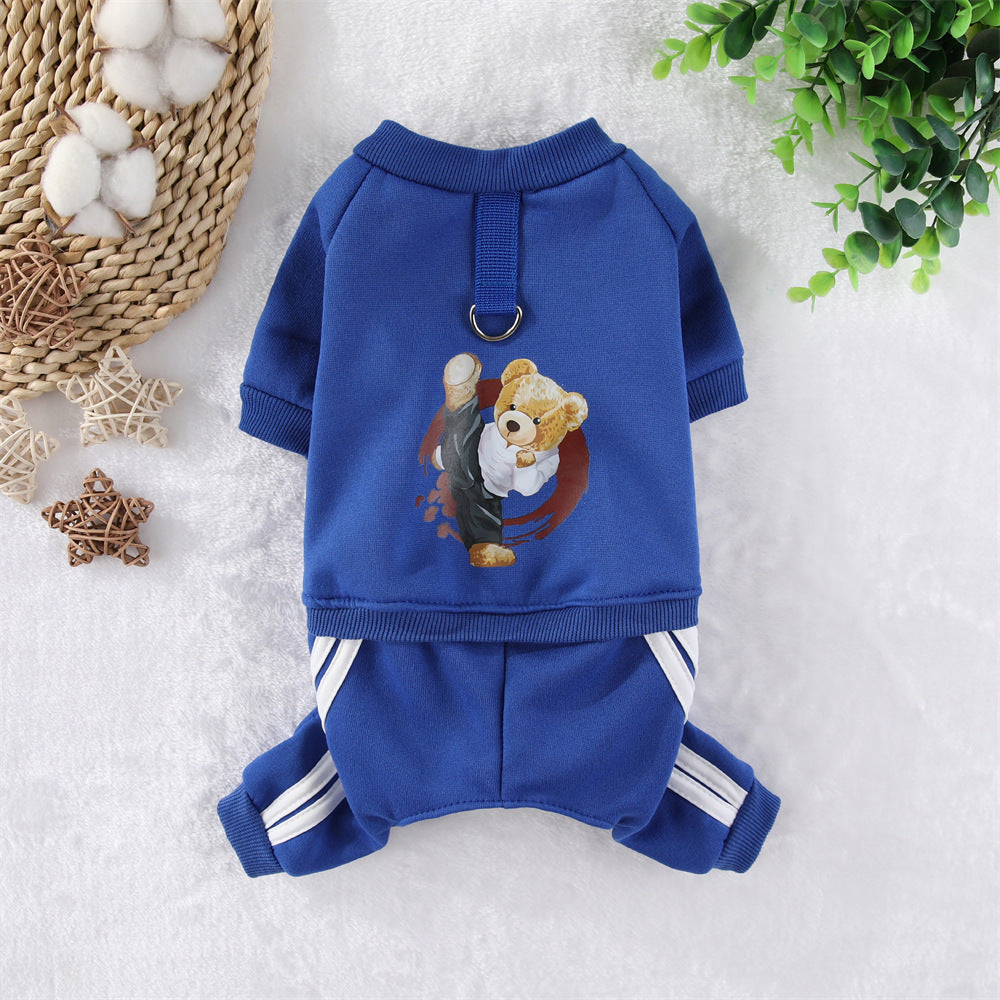 Animaux de compagnie Fleece Kung Fu Bear Vêtements pour chiens