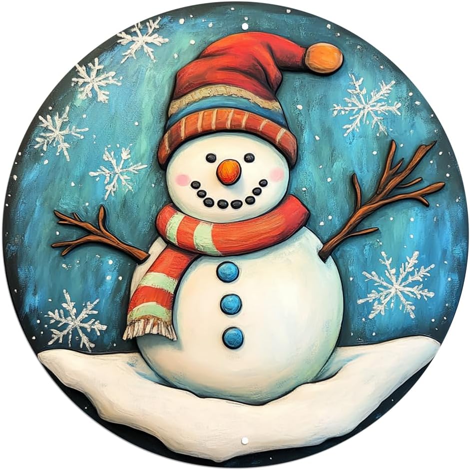 Panneau de Noël Snowman en aluminium 8x8 pouce