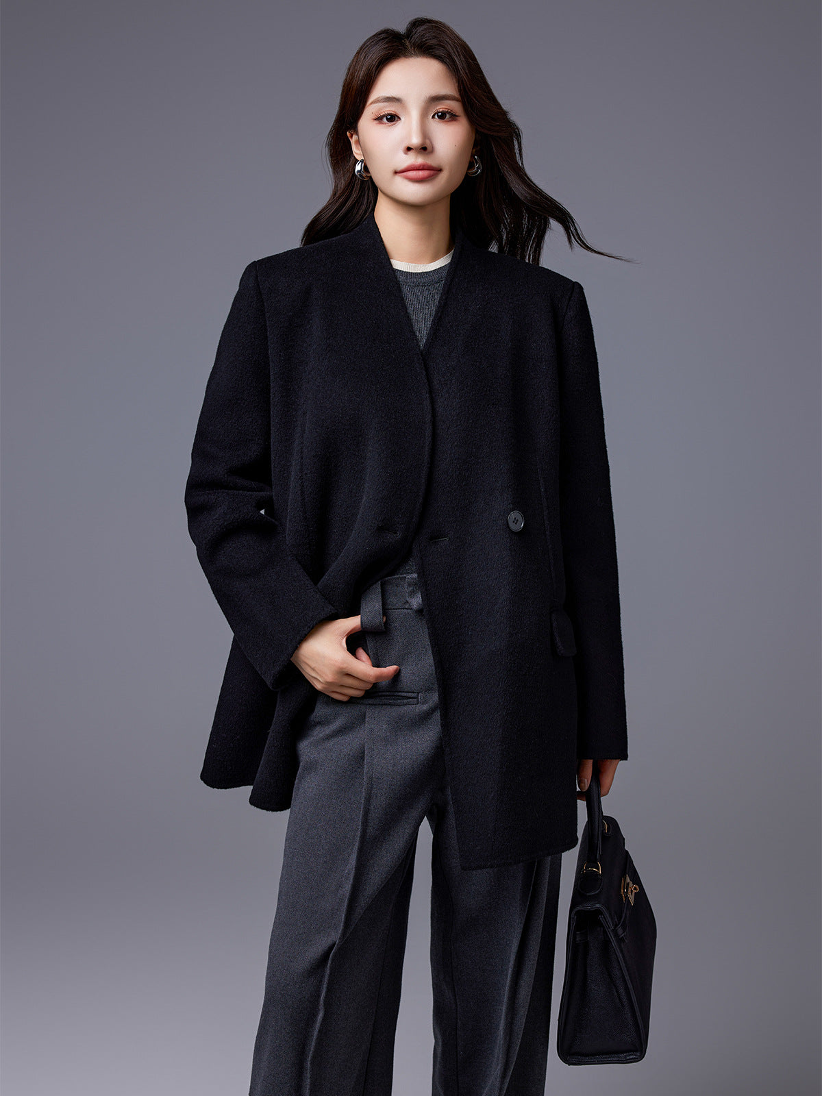 Manteau court en laine de style vintage pour femmes