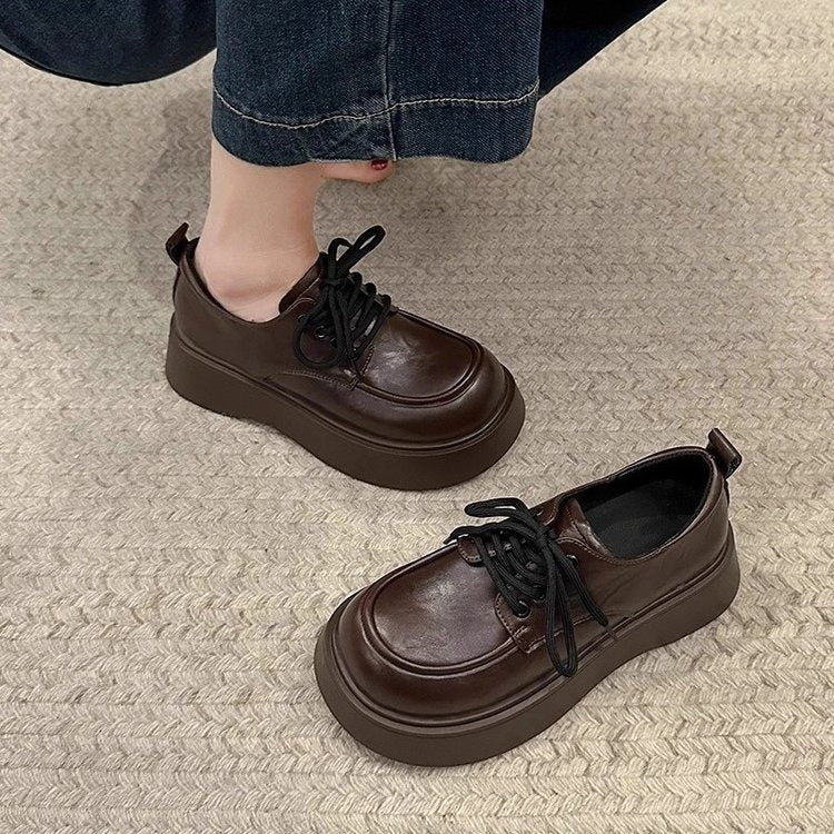 Chaussures en cuir en dentelle noire confortable pour le travail et le transport