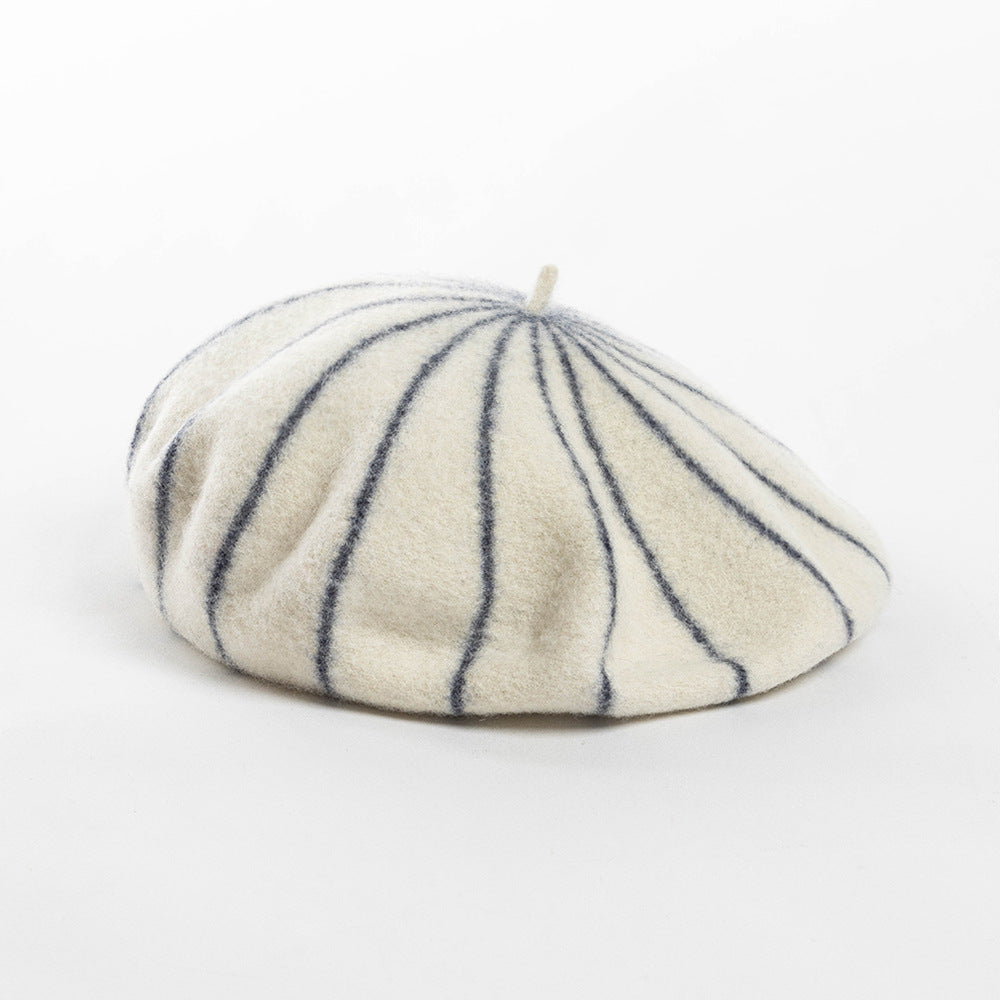 Beret de laine à rayures mode, couleur candy