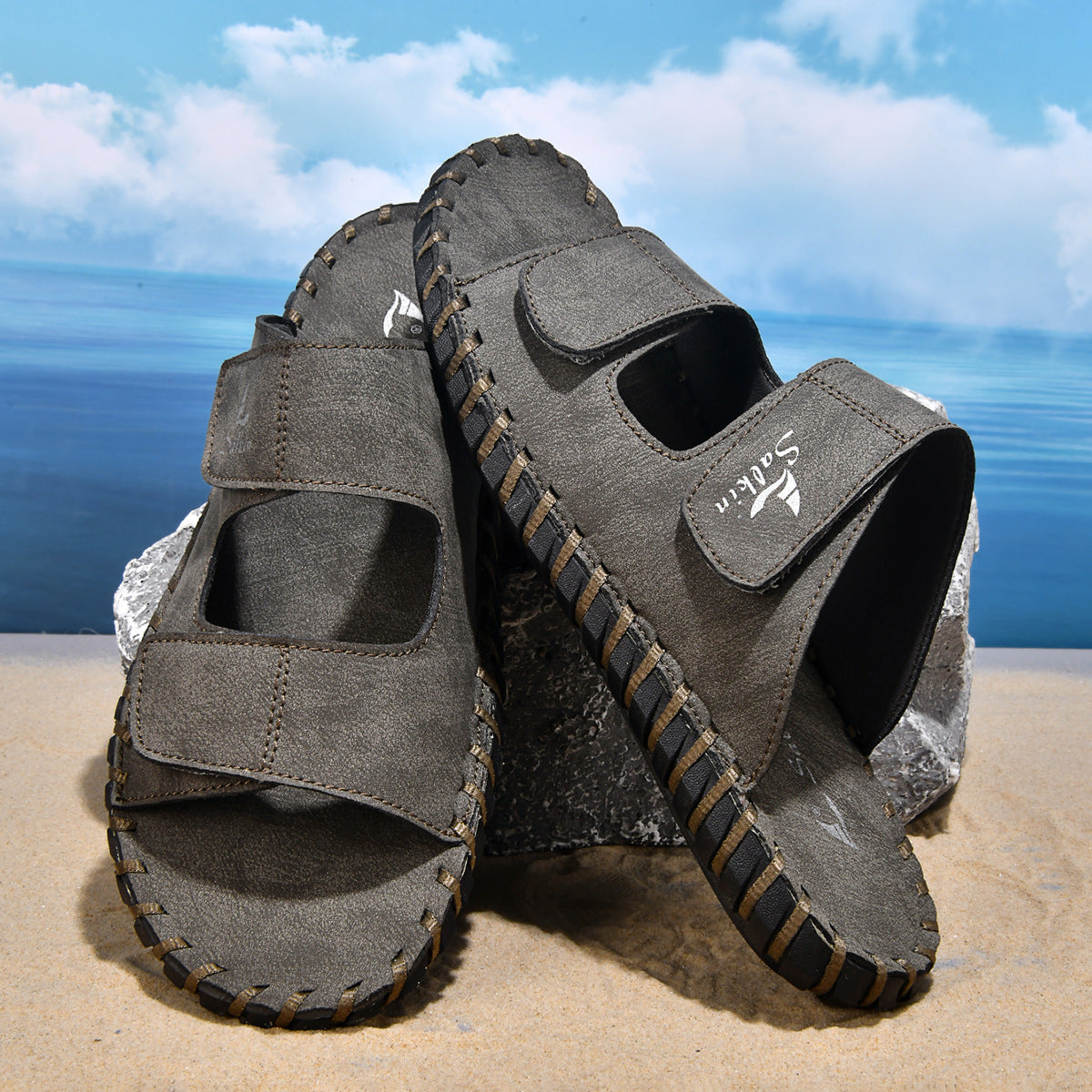 Pantoufles en cuir pour hommes