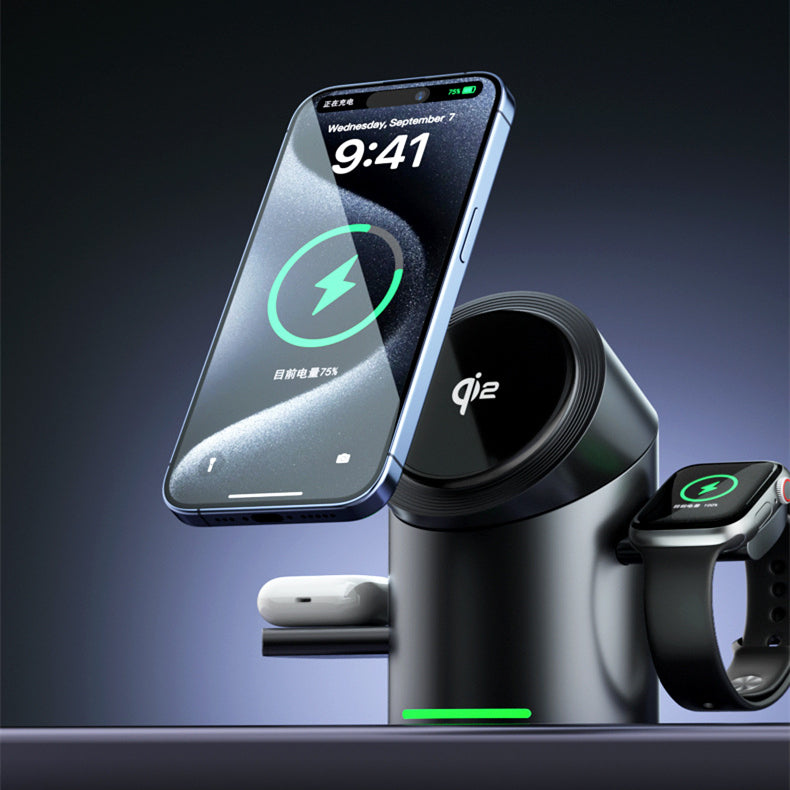 Bracket de rechargeur sans fil magnétique trois en un