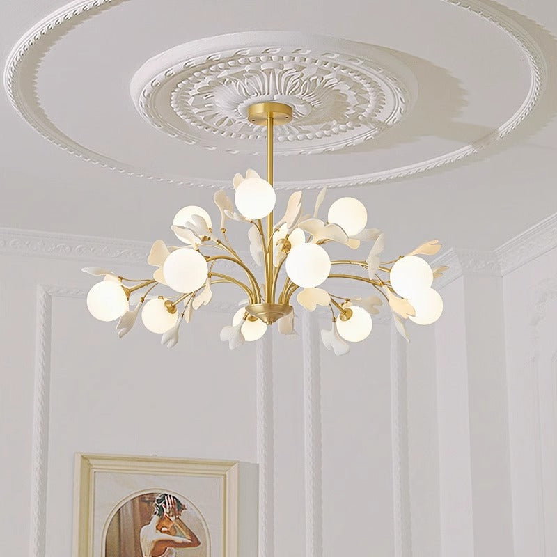 Creamy French Style Chandelier Living Room
