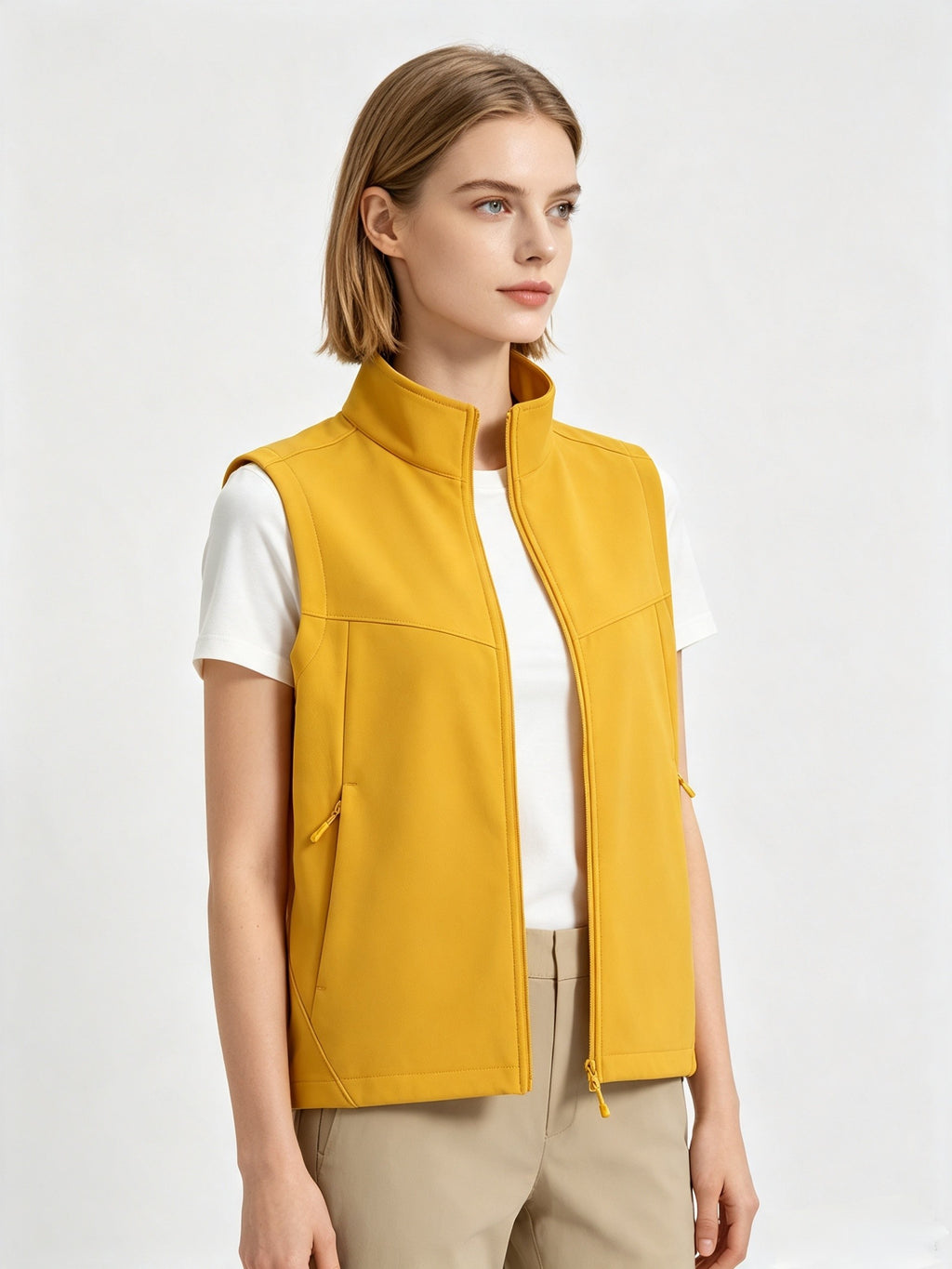 Hommes Femmes Couples Softshell Vest Stand Collar Zip Up Outdoor Sleeveless Jacket Windproof W