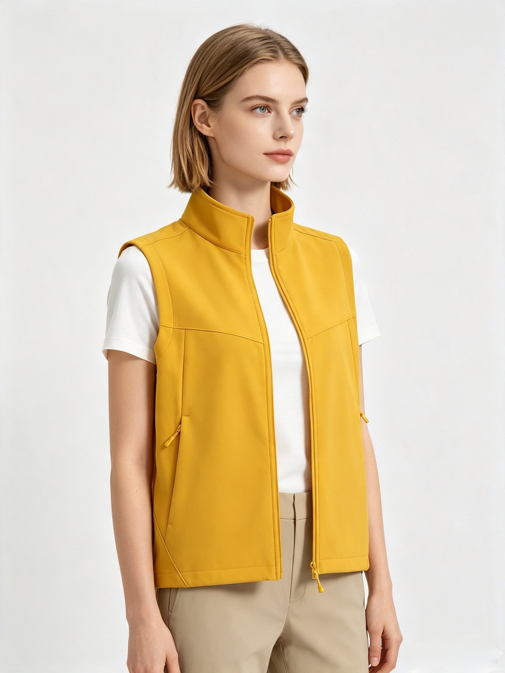 Hommes Femmes Couples Softshell Vest Stand Collar Zip Up Outdoor Sleeveless Jacket Windproof W