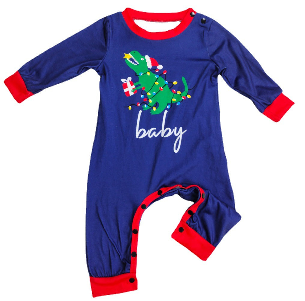 Dinosaur Letter Print Christmas Parent Child Pajama Set
