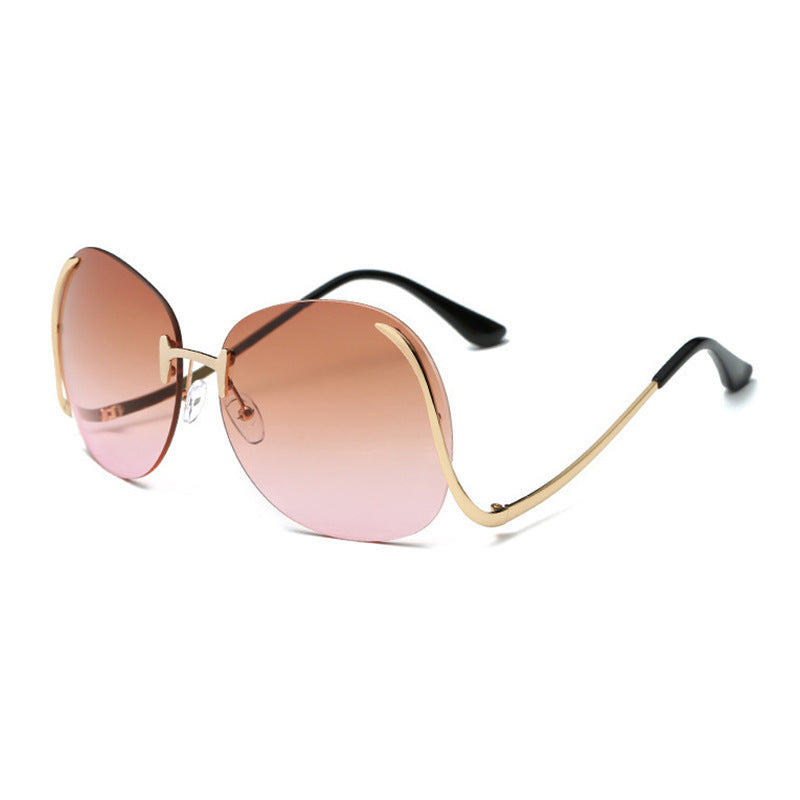 Lunettes de soleil sans cadre à jambe courbée Verres décoratifs
