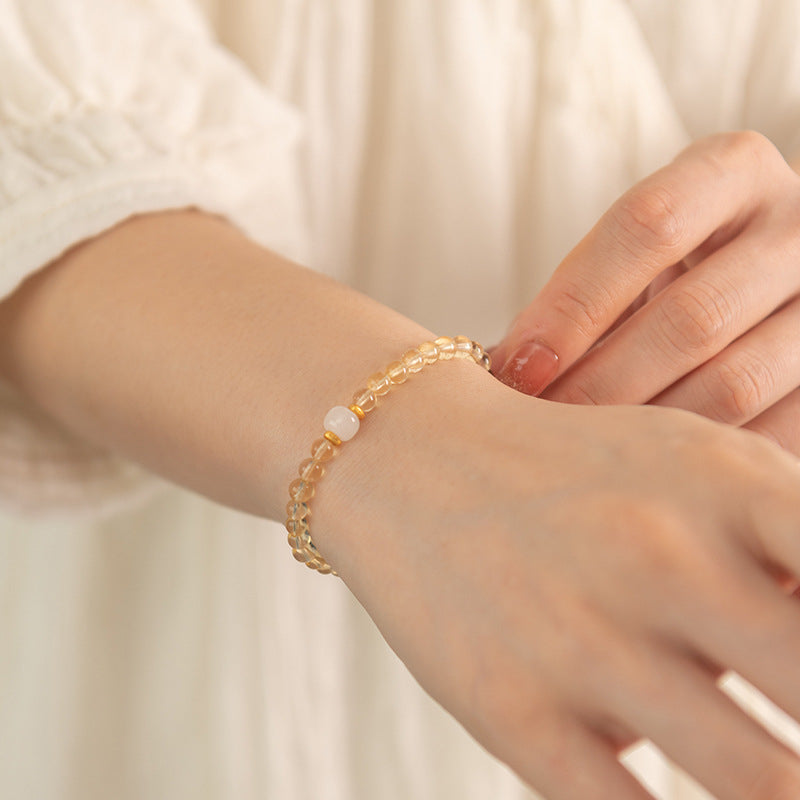 Bracelet de jade Hetian en cristal jaune naturel