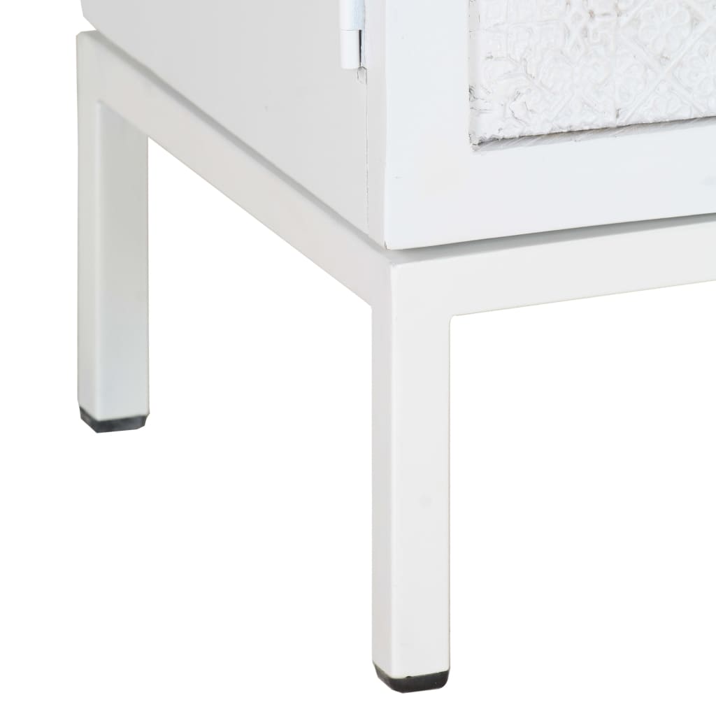 Armoire TV, blanc, 115x30x46 cm, bois de mangue massif