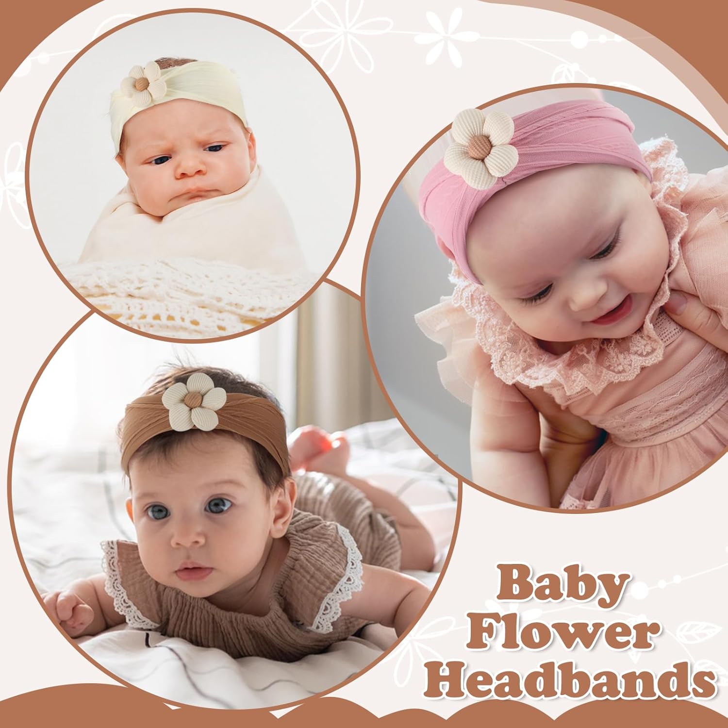 Soft Nylon Baby Flower Headbands pour nouveau-nés