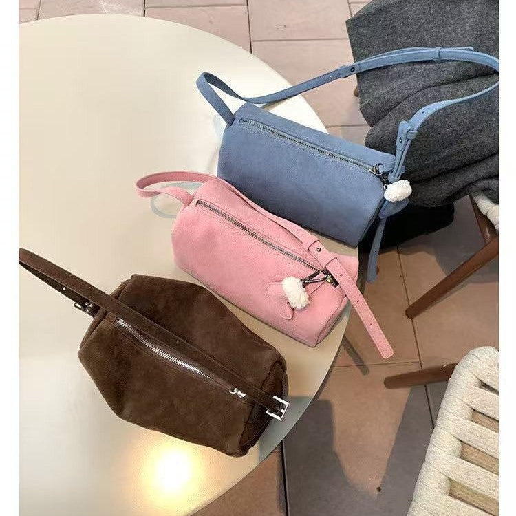 Solid Color Suede Soft-surface Versatile Women's Shoulder Bag