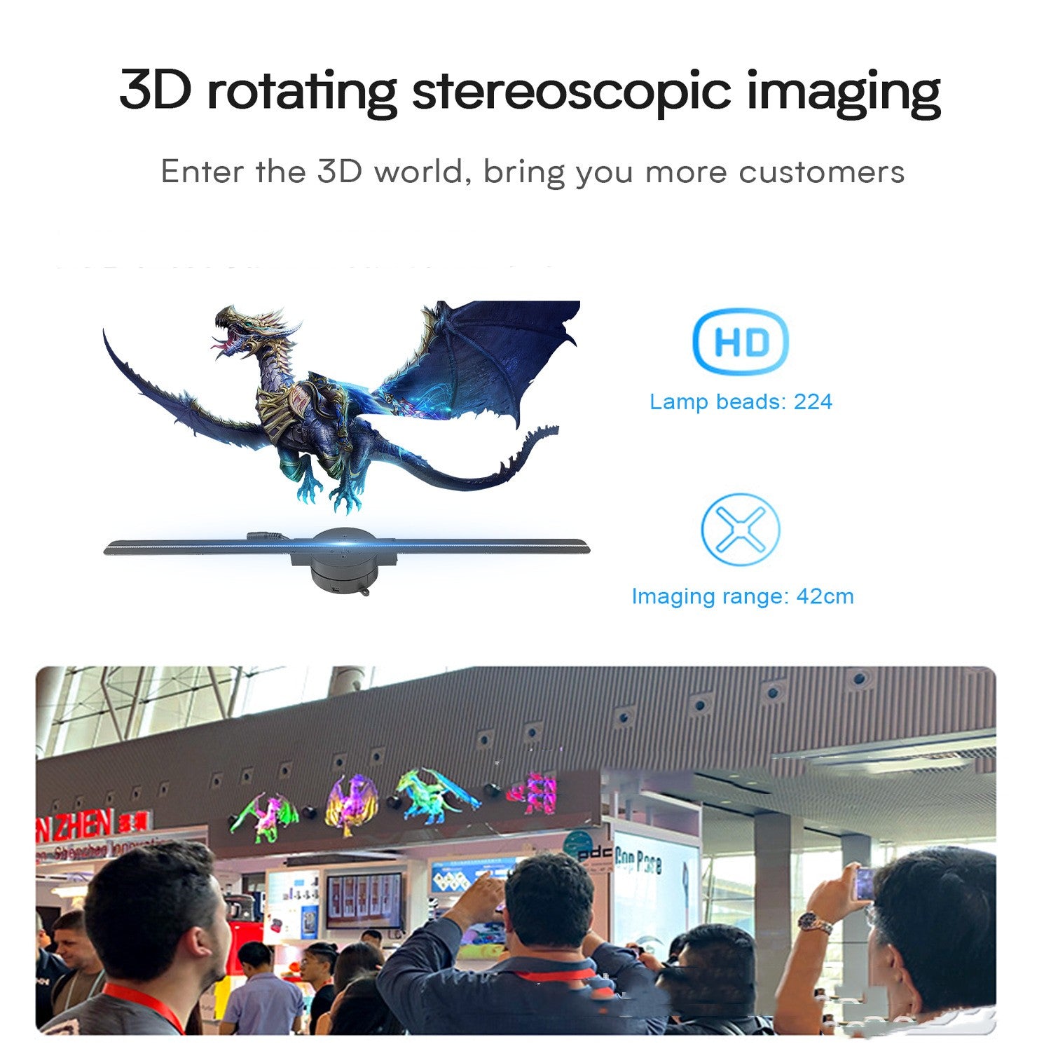 Naked Eye 3d Stereo Projector Rotating Display Publicité Machine