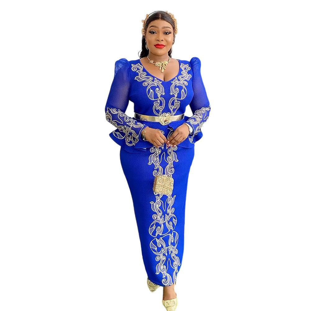 Robe formelle de luxe pour femmes Strass Perled Col V