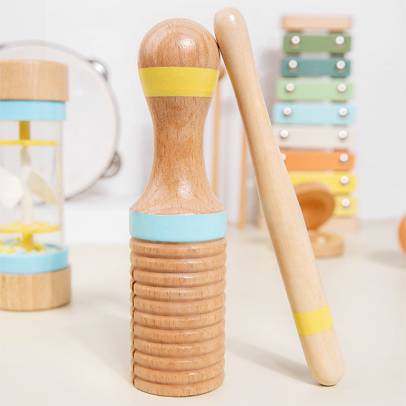 Ensemble d'instruments de percussion musicale en bois neuf pièces