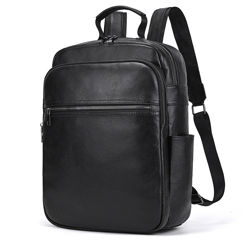 Homme S véritable sac à dos en cuir Style de navette de cowhide