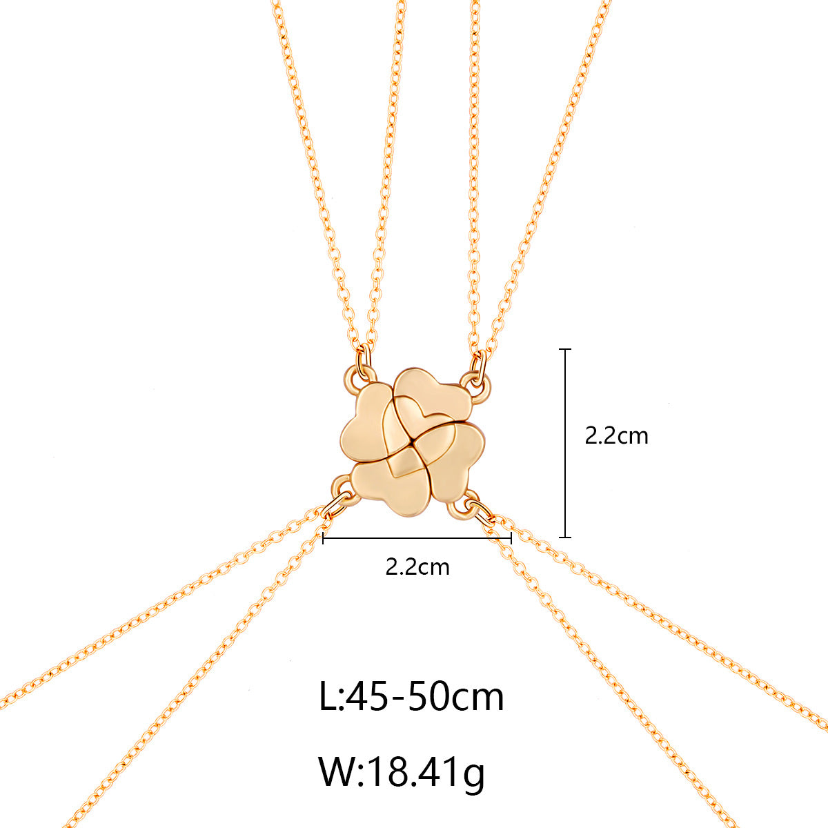 Collier de couture Clover à quatre feuilles Magnetite Good Friends Combinaison de 4 personnes