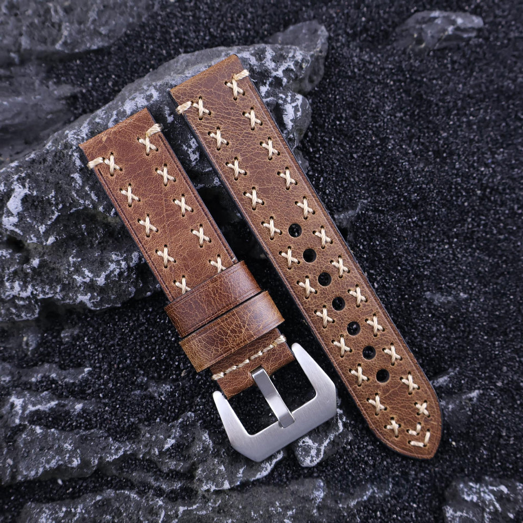 Montre en cuir artisanal avec une sangle tressée