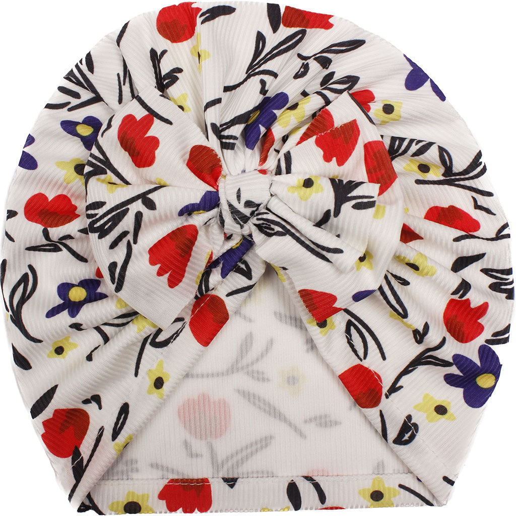 Chapeau Polyester Bébé Bow Impression Créative Chapeau Filles Bébé Chapeau