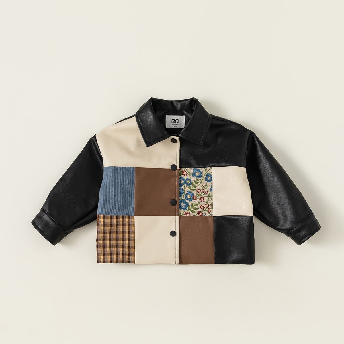 Veste en cuir de garçon épaissie pour bébé automne et hiver