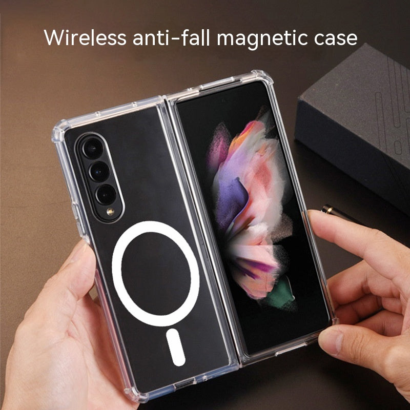 Zflip5 Four-corner résistant à la chute boîtier de téléphone magnétique transparent