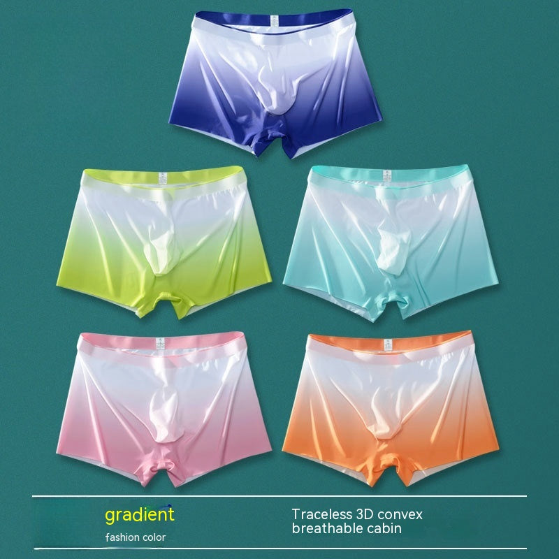 Spring and Summer Ice Silk Men's One-piece Full Seamless Boxers