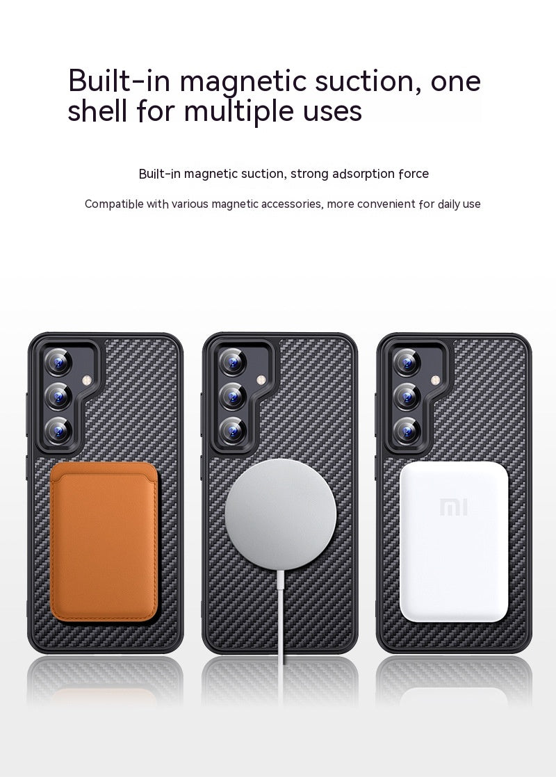 Boîtier de téléphone Aramid Fibre givrée Couverture de protection anti-goutte Coque magnétique