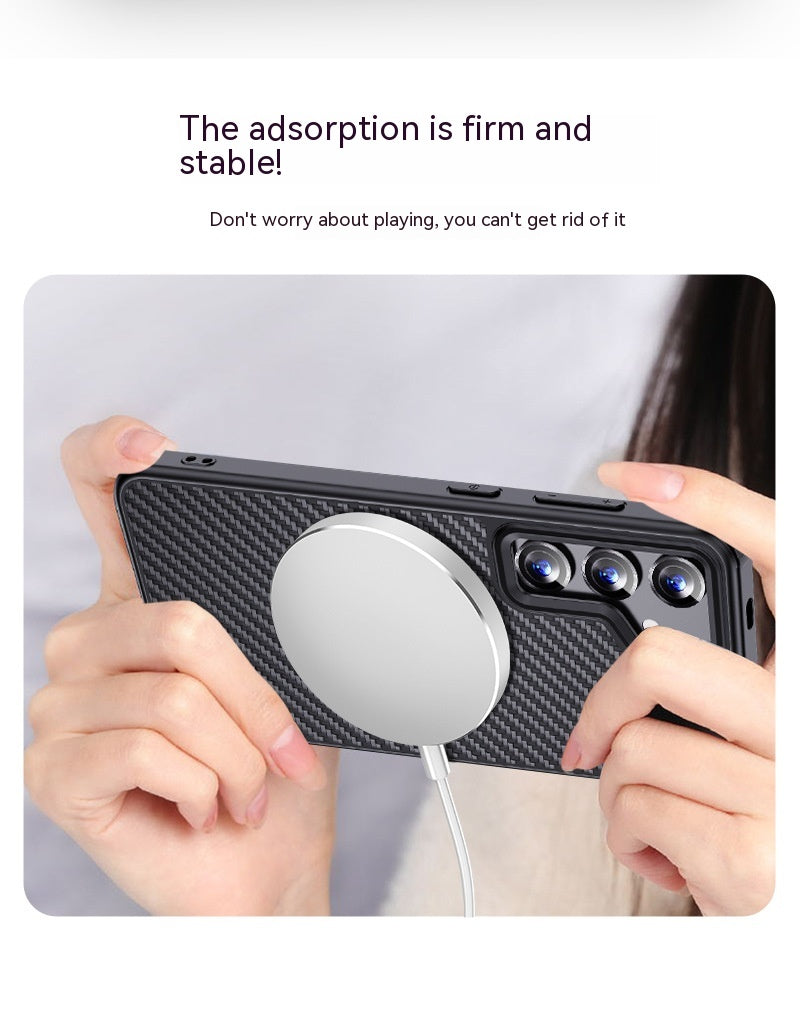 Boîtier de téléphone Aramid Fibre givrée Couverture de protection anti-goutte Coque magnétique