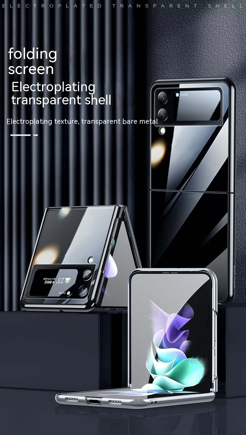 Cas de téléphone écran pliable protection Case électroplacant Pc dur transparent