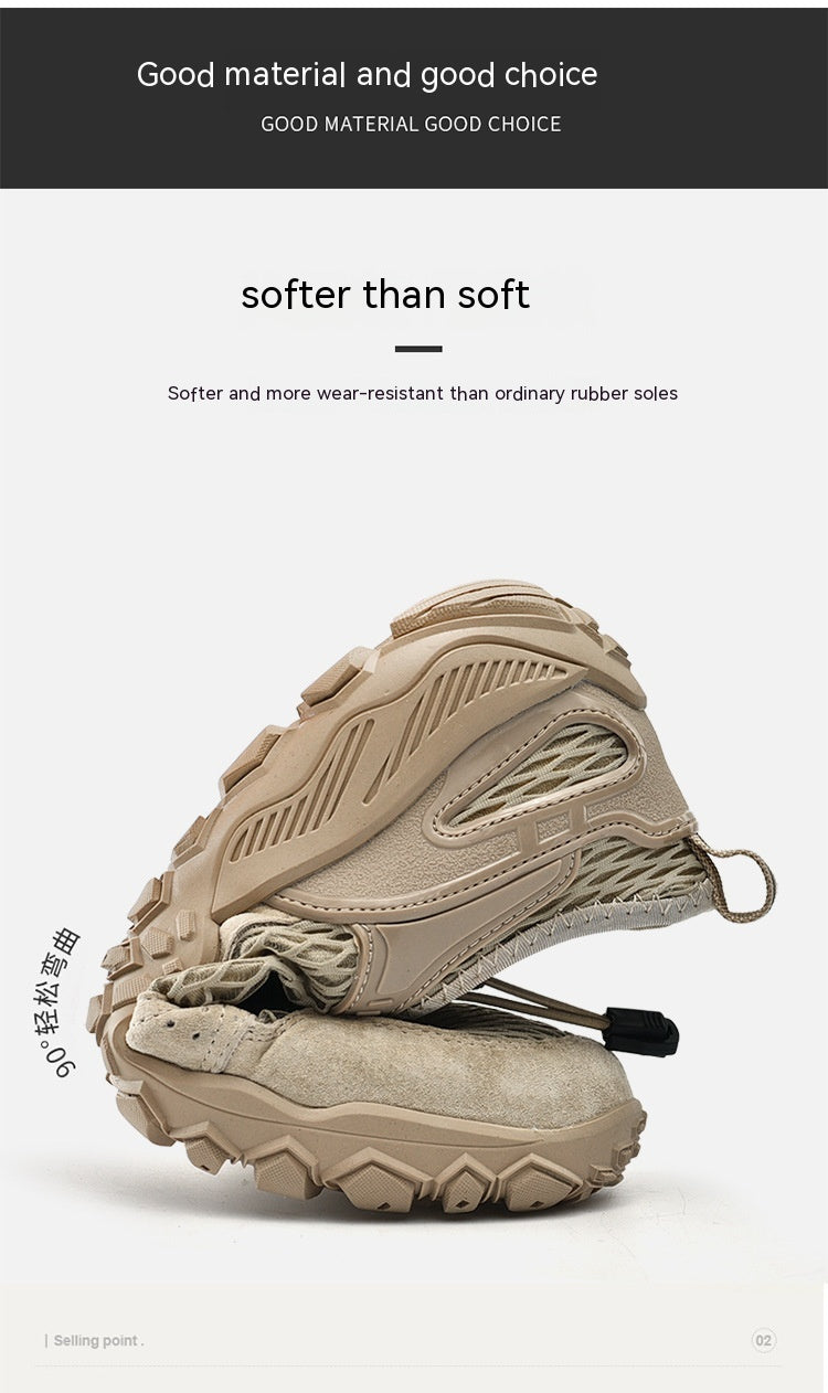 Hommes en cuir d'été respirant Sports de plein air Casual Chaussures Non-dérapant Mesh doux-solé Surfa