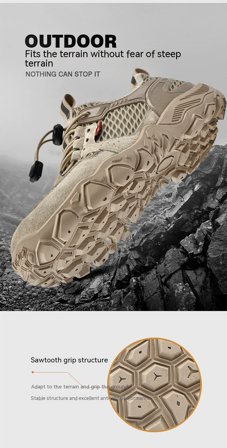 Hommes en cuir d'été respirant Sports de plein air Casual Chaussures Non-dérapant Mesh doux-solé Surfa