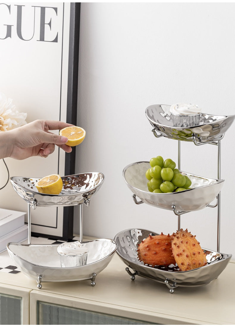 Rangement de la plaque de snack multicouche de style de luxe abordable