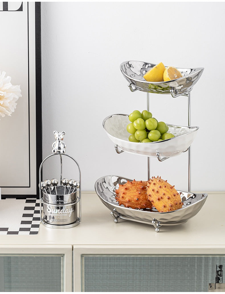 Rangement de la plaque de snack multicouche de style de luxe abordable