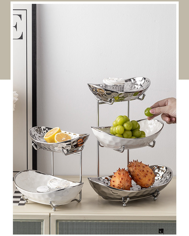 Rangement de la plaque de snack multicouche de style de luxe abordable