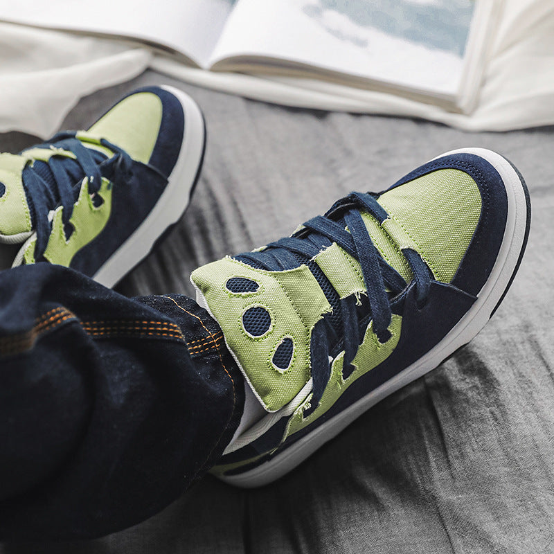 Hommes Étudiant Bas Haut Toile Niche Pain Casual Sports Skate Chaussures