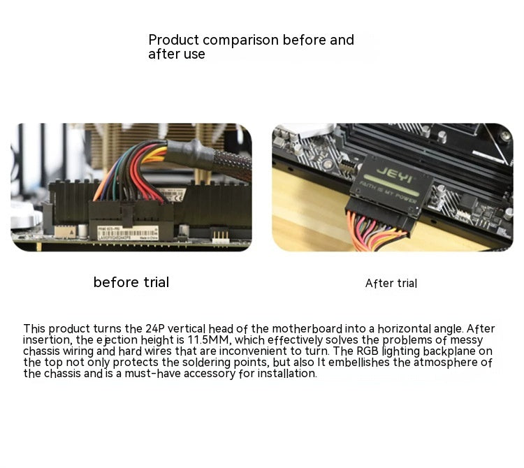 Châssis Mainboard ATX Alimentation 24Pin90 Degrés Direction Elbow Line Accessoires de course