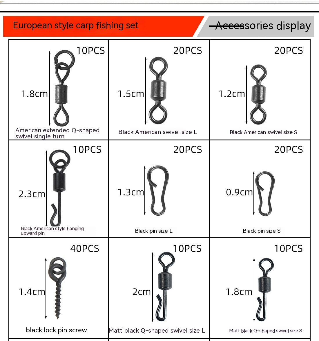 Set d'accessoires de pêche rotative de faisceau spatial