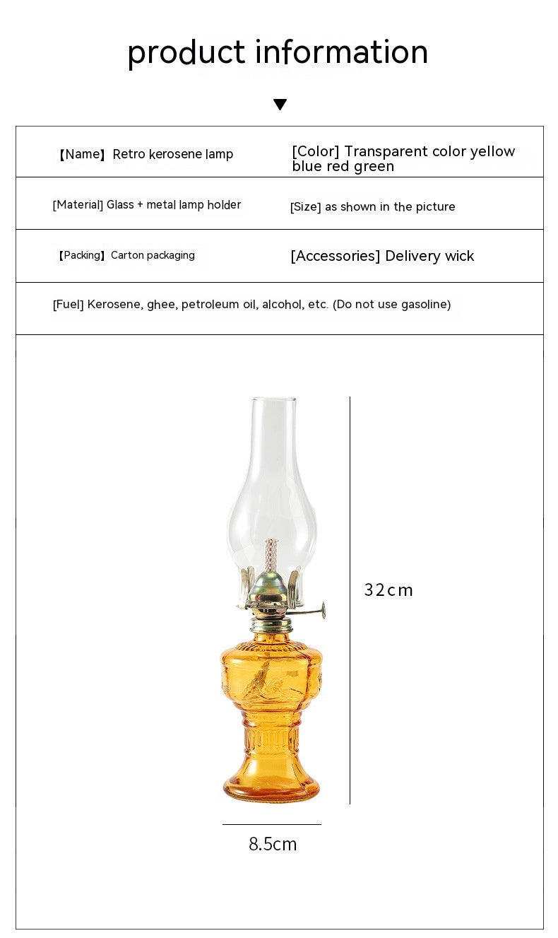 Lampe rétro vintage en verre kérosène