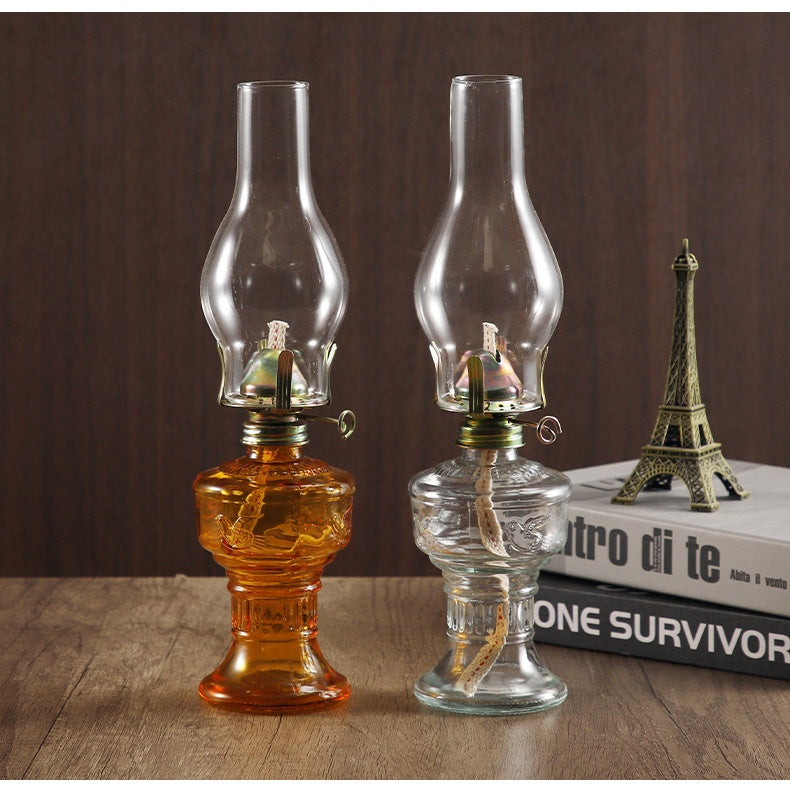 Lampe rétro vintage en verre kérosène