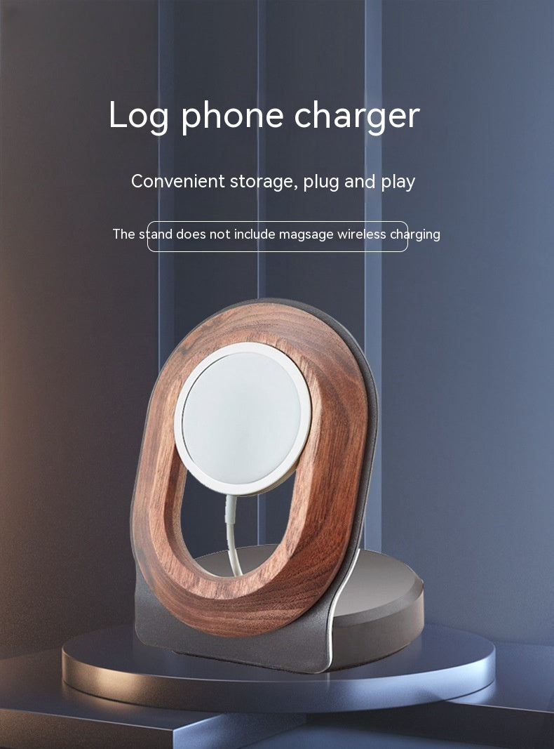 Noyer Magsafe Support de charge magnétique sans fil Téléphone mobile Base en bois massif